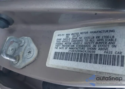 1998 Chevrolet Prizm Lsi from USA, damaged, VIN 1Y1SK5288WZ419698